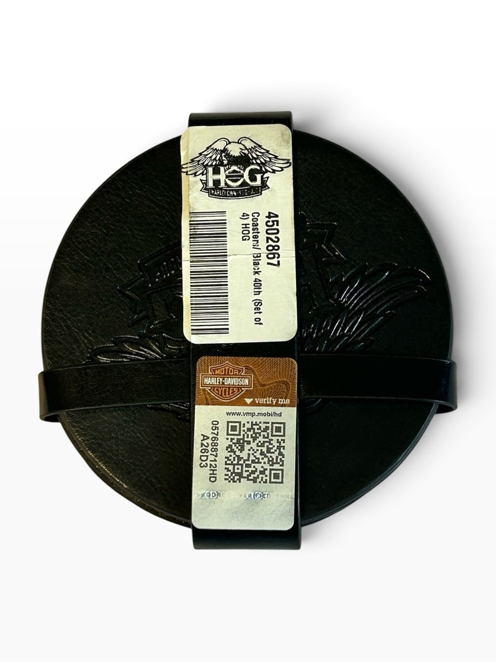 Harley-Davidson H.O.G. 40th Anniversary Black Coasters Set of 4